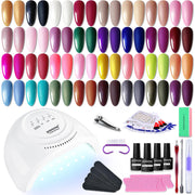 JODSONE 36 Pieces Gel Nail Polish Set U V Light Nail Drill Beginner Set Glossy Surface Easy To Apply Matte Texture All-In-One Manicure Kit