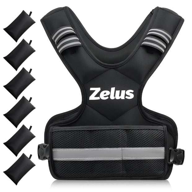 ZELUS Weighted Vest for Men and Women | 4-10lb/11-20lb/20-32lb Vest with 6 Ironsand Weights for Home Workouts | Adjustable Body Weight Vest Exercise Set for Cardio and Strength Training