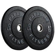 Papababe Weight Plates, 2-Inch Weights Plates Set, Floor Protective Rubber Weight Plates, 10-600lbs Bumper Plates for Barbell Strength Training & Weightlifting (Single/Pair/Full Set)