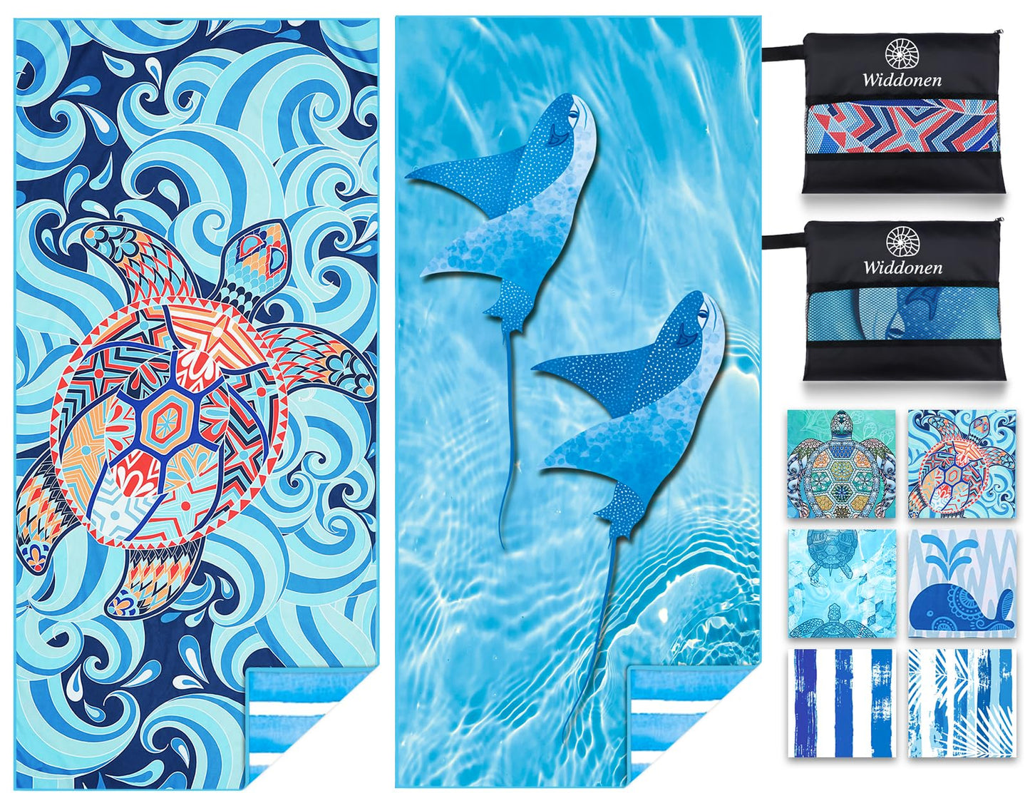 2 Pack Microfiber Lightweight Beach Towel Sand Free Quick Dry Absorbent Thin Compact Towels for Swimming Pool Camping Beach Accessories Large Easy Pack Travel Things for Vacation Essentials Gift