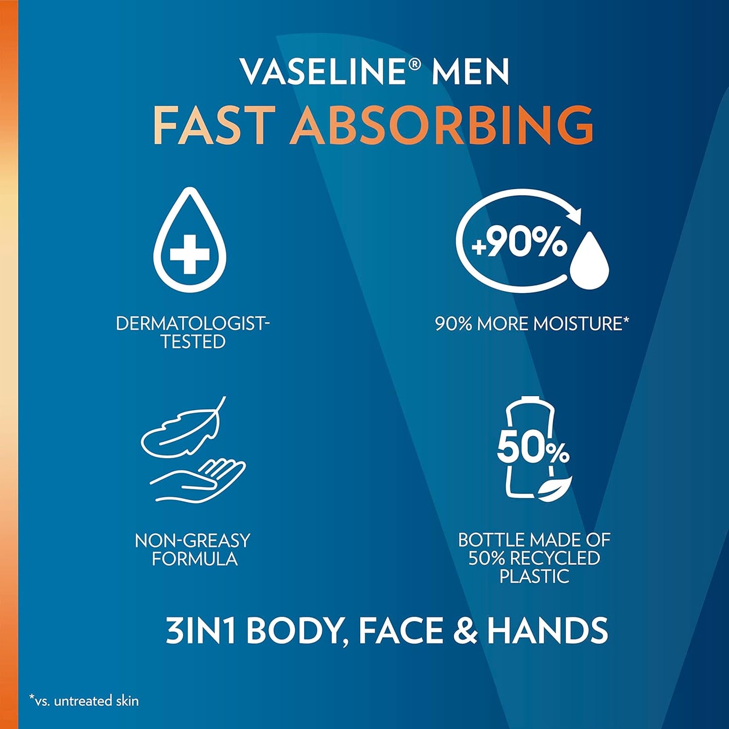 Vaseline Men's Healing Moisture Hand & Body Lotion For Dry or Cracked Skin Fast Absorbing Non-Greasy Lotion for Men 20.3 oz, Pack of 3
