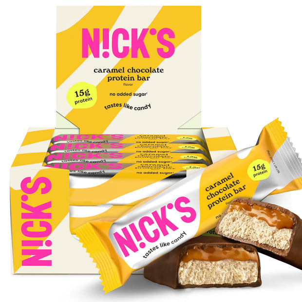 Nick’s Peanut Butter Protein Bars – 12-Count Box | High Protein, Low Calories, Low Carbs, Keto Friendly, No Added Sugar