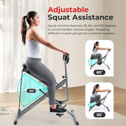 Sunny Health & Fitness Row-N-Ride Squat Assist Trainer, Foldable & Easy Setup Exercise w/Adjustable Resistance, Home Training Machine for Arm, Glute & Leg Workout, Optional Free SunnyFit App Connect