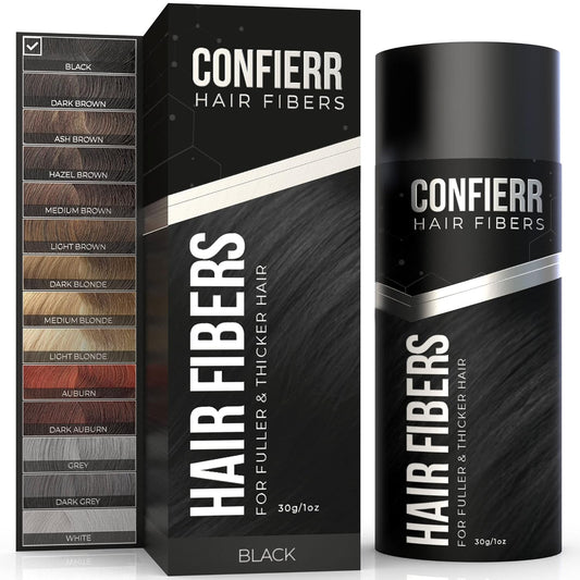 Hair Fibers for Men & Women (30 Grams, Black), Fill In Fine or Thinning Hair, Instantly Thicker, Fuller Looking Hair