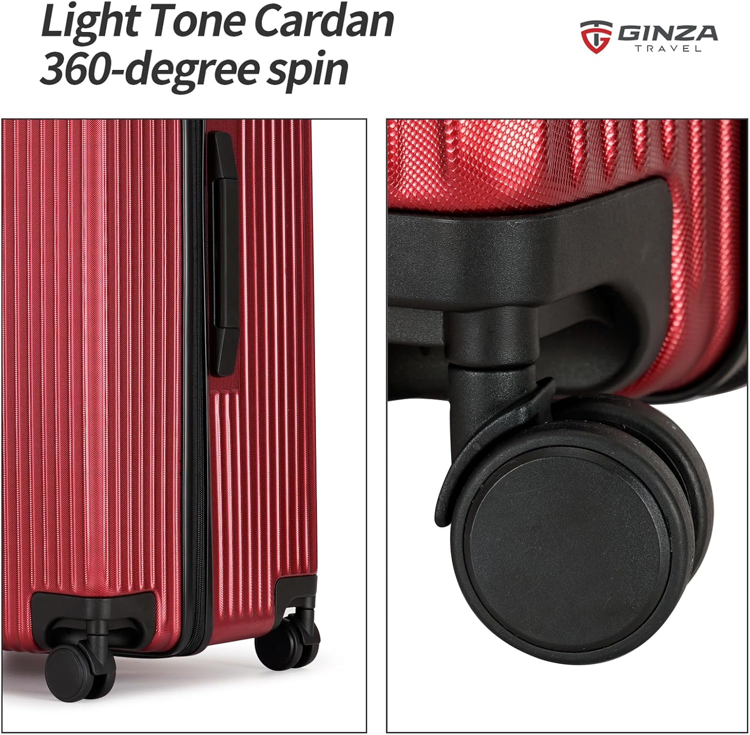 GinzaTravel Trunk Luggage, 28 Inch Luggage with Spinner Wheels, Scratch resistant texture Lightweight PC material with TSA Lock (Wine Red)