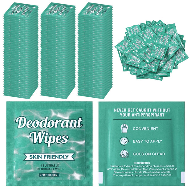 Timgle 100 Pcs Travel Deodorant Wipes Individually Wrapped Armpit Antiperspirant Deodorant Sweat Body Wipes for Women Men Teens Sports Travel Cleanse Skin and Underarm Excessive Sweating(Cucumber)