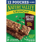 Nature Valley Crunchy Granola Bars, Oats 'n Dark Chocolate, 24 Bars, 17.88 OZ (12 Pouches)