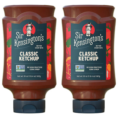 Sir Kensington's Classic Ketchup, Ketchup From Whole Tomatoes, No High Fructose Corn Syrup, Gluten Free, Certified Vegan, Non- GMO Project Verified, Shelf-Stable, 20 oz Pack of 2