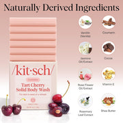Kitsch Cleansing Tart Cherry Soap Bar with Refreshing Scent - Eco-Friendly Body Wash Women Love - Cherry Solid Bar Soap for Daily Use - Silicone, Sulfate and Paraben Free, Made in USA - 4oz