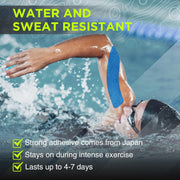 OK TAPE PRO Kinesiology Tape Uncut Roll, Elastic Physical Therapy Athletic Tape for Pain Relief, Muscle Support, Kinetic Tape, Water Resistant, 2in X 16.4ft -Black 2 Rolls