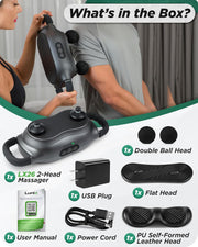 Lunix LX26 2-Head Professional Deep Tissue Massage Gun, Chiropractic Massager, Body Sport Vibrating Back Massager Machine for Pain Relief