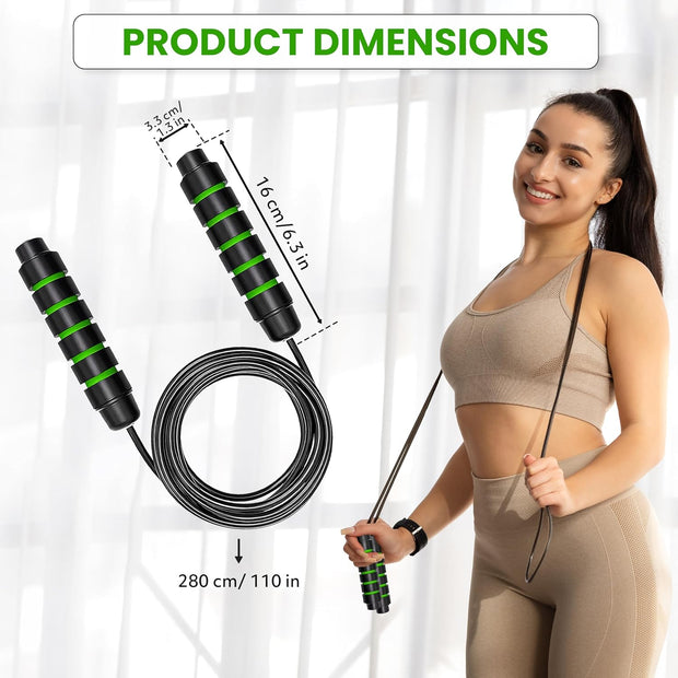 Jump Rope – Speed Jump Rope with Ball Bearings and Adjustable Cable – Jumping Cable for Men, Women, Kids – Ideal for Box, Sports, Cardio, Training – Tangle-Free Jumping and Memory Foam Handle