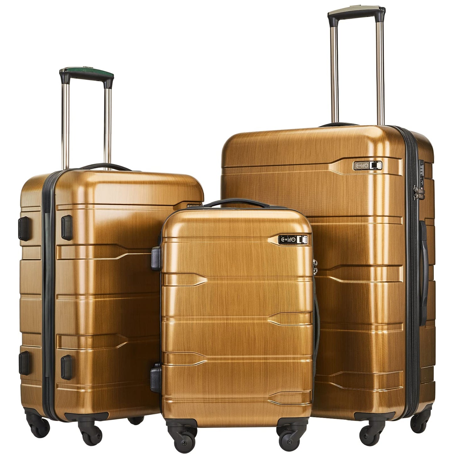 Coolife Luggage Expandable 3 Piece Sets PC+ABS Spinner Suitcase 20 inch 24 inch 28 inch (white, 3 piece set)