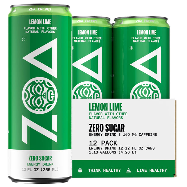 ZOA Zero Sugar Energy Drinks, Tropical Punch - Sugar Free with Electrolytes, Healthy Vitamin C, Amino Acids, Essential B-Vitamins, and Caffeine from Green Tea - 16 Fl Oz (12-Pack)