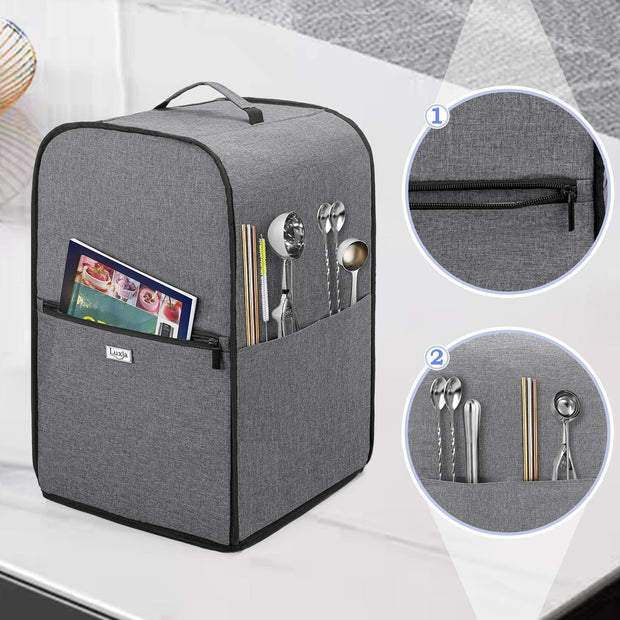 LUXJA Dust Cover Compatible with Ninja CREAMi NC501, NC301, NC299AMZ, Ice Cream Maker Dust Cover Compatible with Ninja Ice Cream Maker Machine with Accessories Pockets, Gray