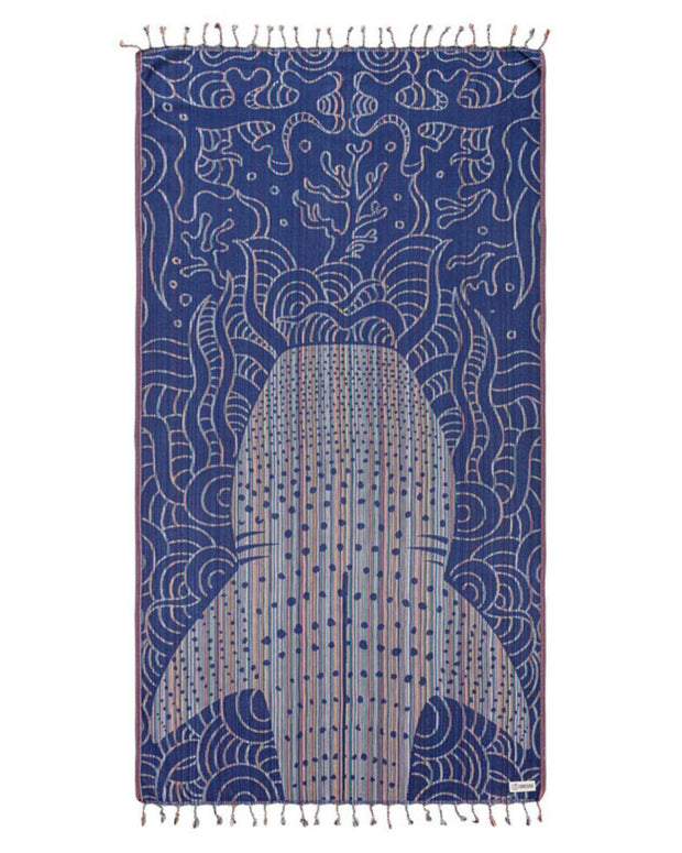 Sand Cloud Turkish Beach Towel - Sand Free - 100% Organic Turkish Cotton Yarn - Quick Dry Towel for Beach, Picnic, Blanket or Bath Towel - As Seen on Shark Tank - Marine Life (Whale Shark)