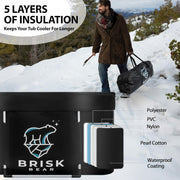 XL Oval Ice Bath Tub for Athletes with Cover by Brisk Bear - Extra Large Cold Plunge Tub for Recovery - Ice Bath Plunge Pool with Digital Timer - Cold Plunge to Soothe Muscles - Black Ice Tub