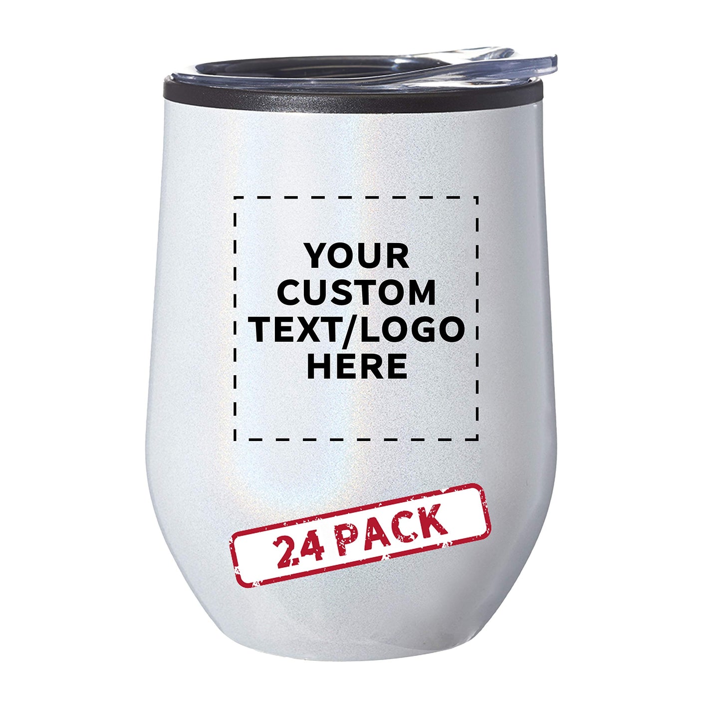 Custom Stemless Wine Tumblers 12 oz. Set of 6, Personalized Bulk Pack - Insulated, Perfect for Wine, Cocktails, Other Hot & Cold Beverages - Silver