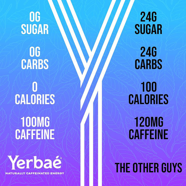 Yerbaé Energy Seltzer - Variety Performance Pack. No Sugar/Calories/Carbs. Energized by Yerba Mate Naturally Caffeinated Plant-Based, Healthy Alternative to Coffee/Sugary Sodas, Pack of 12, 12oz cans