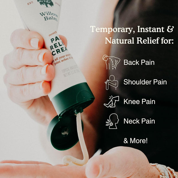 Nature's Willow Willow Balm Natural Pain Relief Cream for Muscles & Joints | Fast-Acting with Willow Bark & Menthol | Free from Artificial Fragrances & Dyes | 1-Pack | 3.5 fl oz