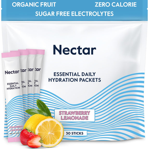 Nectar Hydration Packets - Electrolytes Powder Packets - Sugar Free & 0 Calorie - Organic Fruit Liquid Daily IV Hydrate Packets for Dehydration Relief and Rehydration (Variety 30 Pack)