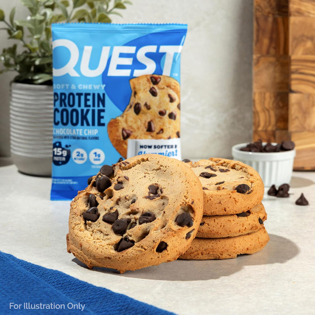 Quest Nutrition Chocolate Chip Protein Cookie, 15g Protein, 1g Sugar, 2g Net Carbs, Keto Friendly, High Protein, Low Carb; 12 Count