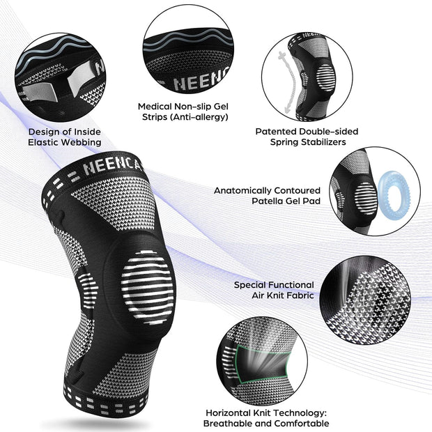 NEENCA Professional Knee Brace for Pain Relief, Medical Knee Support with Patella Pad & Side Stabilizers, Compression Knee Sleeve for Meniscus Tear, ACL, Joint Pain, Runner, Workout - FSA/HSA Eligible