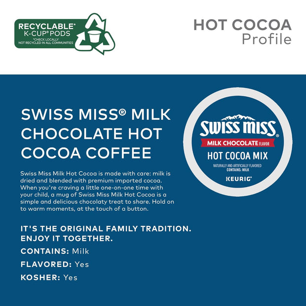 Swiss Miss Milk Chocolate Hot Cocoa, Single-Serve Keurig K-Cup Pods, Hot Chocolate, 44 Count