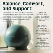 Retrospec Luna Exercise Ball with Pump - Anti-Burst Fitness Equipment for Yoga, Core Training & Stability - Home Gym Swiss Ball for Office & Pregnancy