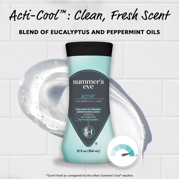 Summer's Eve Active Daily Performance All Over Feminine Body Wash, Feminine Wash pH Balanced, 12 fl oz