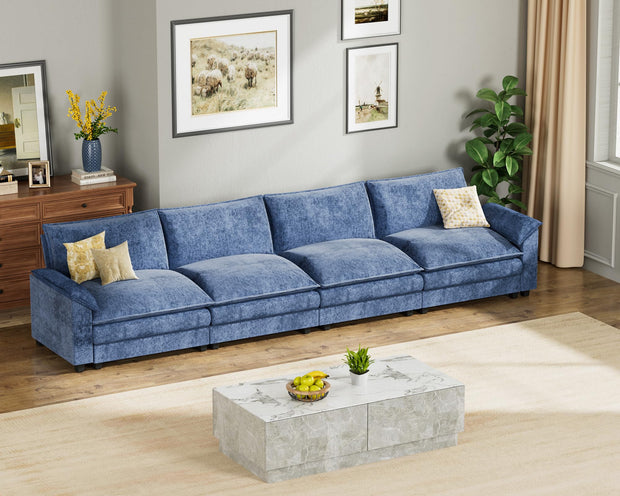 Homall 119" Modular Sectional Sofa, L Shaped Sofa Couch with Reversible Ottoman, DIY Combination Chenille Deep 3-Seat Cloud Couch for Living Room, Apartment (Light Grey, L Shaped Sofa)