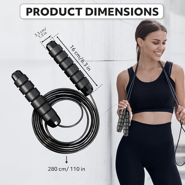 Jump Rope – Speed Jump Rope with Ball Bearings and Adjustable Cable – Jumping Cable for Men, Women, Kids – Ideal for Box, Sports, Cardio, Training – Tangle-Free Jumping and Memory Foam Handle