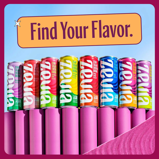 Zevia Zero Sugar Energy Drink, Peach Passionfruit, 12 Ounce Can