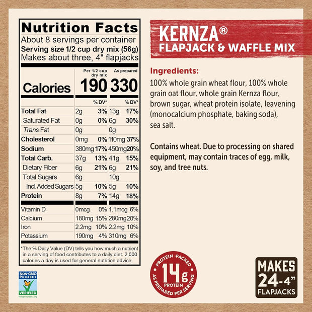 Kodiak Kernza Power Cakes, Pancake & Waffle Mix, Original, High Protein,100% Whole Grains (Pack of 1)