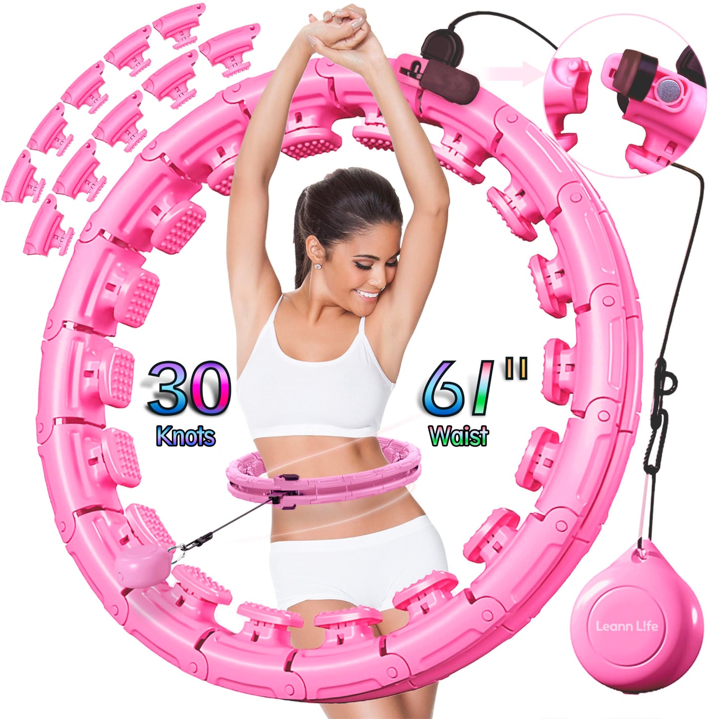30/12 Knots, Magnetic Lock Weighted Hula Hoop for Adults Weight Loss, Infinity Hoop Plus Size, Children Adults Home Outdoors, Fitness Exercise, Abdominal Toner