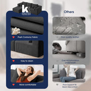 KINGYES Modular Sectional Sofa, 107'' Cloud Couch for Living Room, L Shaped Modern Sectional Sofa with Chaise for Bedroom, Grey