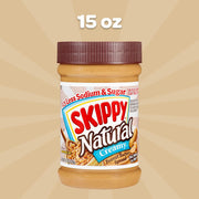 Skippy Natural Peanut Butter, 1/3 Less Soxium and Sugar, 15 oz