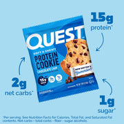 Quest Nutrition Chocolate Chip Protein Cookie, 15g Protein, 1g Sugar, 2g Net Carbs, Keto Friendly, High Protein, Low Carb; 4 Count