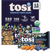 Tosi Meal Nut Bars, Cashew Coconut, Healthy Snacks for Adults & Kids, Crunchy Plant Based Protein Bar (14G), Keto Snacks, Vegan, Gluten & Soy Free, Low Sugar, Omega 3s, 2.4oz, 12-Pack