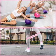 Poen Home Pilates Kit for Women Pilates Equipment Ring and Ball Set with Stretching Strap 8 Resistance Bands Non Slip Socks Gym Back Bags Exercise Equipment for Workout