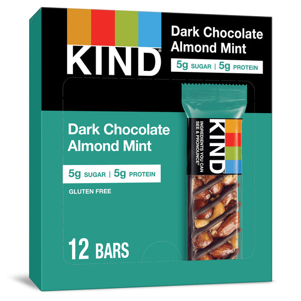 KIND Nut Bars, Dark Chocolate Nuts and Sea Salt, Healthy Snacks, Gluten Free, Low Sugar, 6g Protein, 12 Count