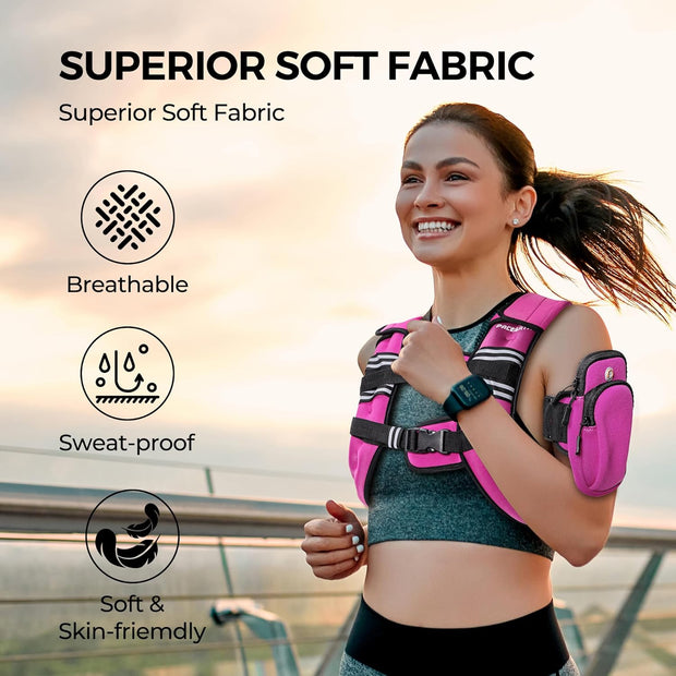 PACEARTH Weighted Vest,4lb/6lb/10lb/12lb/16lb/20lb/25lb/30lb Weight Vest with Reflective Stripe, Body Weight Vests Adjustable for Men, Women Workout, Strength Training, Running, Walking, Jogging