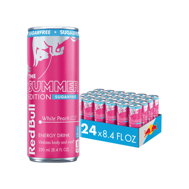 Red Bull Summer Edition Energy Drink, White Peach, 12 fl. oz., Case of 24 cans, with 114mg Caffeine, Taurine & B Vitamins