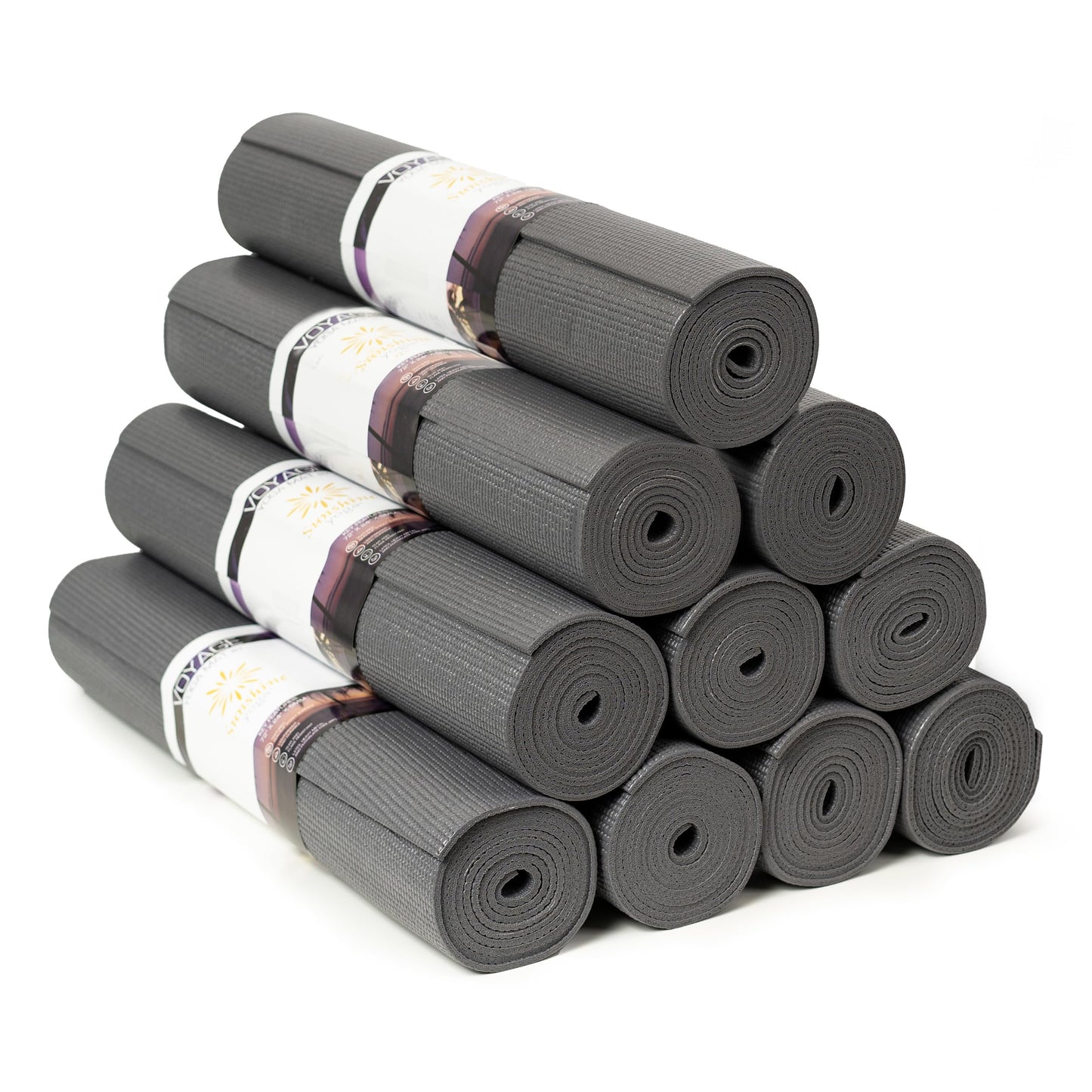 Sunshine Yoga Voyage Yoga Mat, 10 Pack, 72" x 24" Professional Studio and Gym Bulk Yoga Mats, 5mm Thick, Durable, Anti-Tear, Non Slip Fitness and Exercise Mats