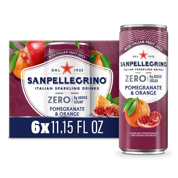 Sanpellegrino Italian Sparkling Drink, Zero Sugar, Lemonade Beverage, 6 Pack Cans 66.9 fl oz