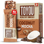 ToYou Chewy Fruit and Nut Bars - Healthy Protein Snacks | Coconut Mocha - 1.41 Ounce (Pack of 12) | Soft Chewy, Vegan, Fiber-packed Granola Bars for Adults and Kids, Made with Natural Ingredients