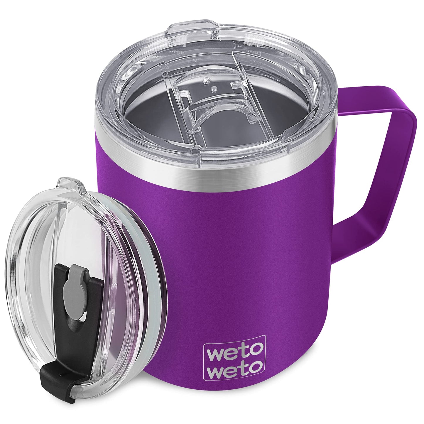 WETOWETO 14 oz Coffee Mug, Vacuum Insulated Camping Mug with Lid, Double Wall Stainless Steel Travel Tumbler Cup, Thermal Coffee Mug, Powder Coated Navy Blue