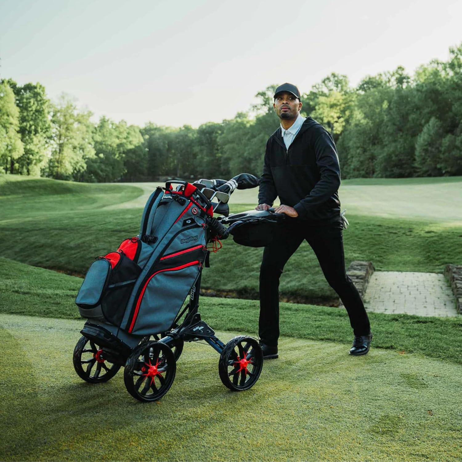 Bag Boy Quad Pro Push Cart, Green/Black