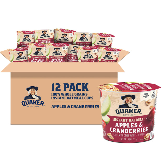 Quaker Instant Oatmeal Express Cups, 10g Protein 2 Flavor Variety Pack, (Pack of 12)