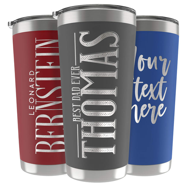 Personalized Gifts For Men - 20 Oz. Custom Tumblers w/Lid, Black - Insulated Travel Coffee Mugs - Optional Straw Set, Stainless Steel Double Wall Coffee Tumbler, Personalized Cups
